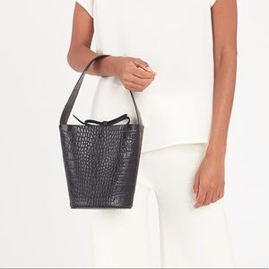 CUYANA LEATHER CROC BUCKET BAG